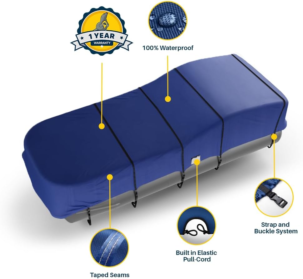 Seal Skin Covers Heavy-Duty Pontoon Boat Cover, Waterproof & UV Resistant, Fits 19 to 20ft L & Up to 102” W, Marine-Grade Protection with Secure Straps & Elastic Hem, All Weather Protection