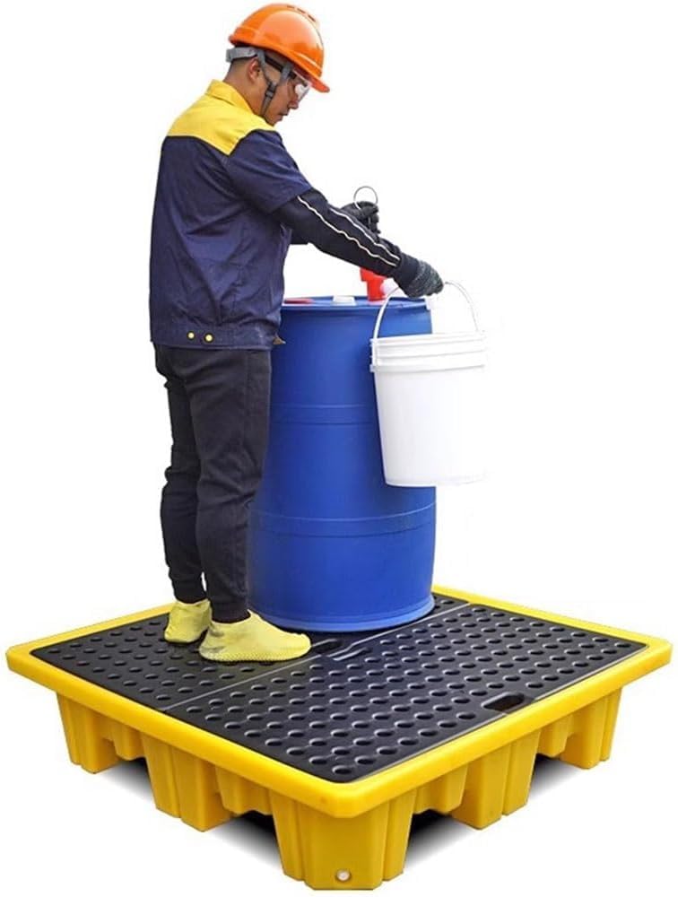 JKJZSALJ Spill Control Modular Platform - Industrial Containment Tray For Garage, Basement, Labs, And Desks - Drum Capacity, Heavy Duty Pallet,Yellow,72x72x16cm