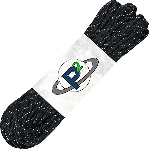 PARACORD PLANET Mil-Spec Commercial Grade 550lb Type III Nylon Paracord (Reflective Black, 50 feet)