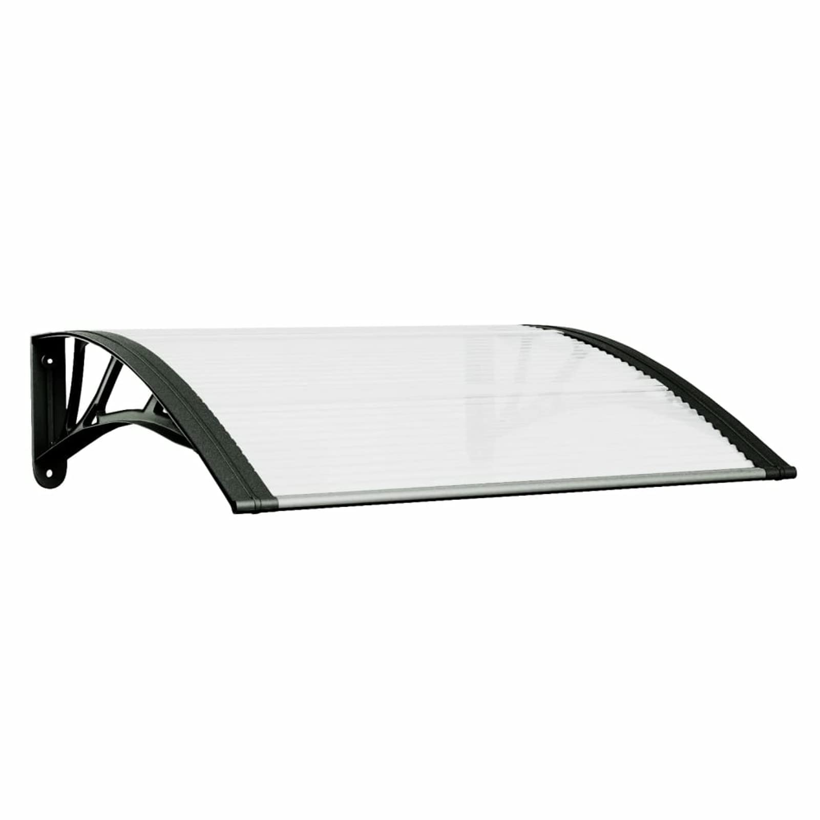 Tidyard Auvent de Porte Marquise de Porte d'entrée Abri Protection en Polycarbonate Noir et Transparent 80x80 cm