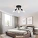 Edzemuwa 3-Light Ceiling Light Fixture, Flush Mount Ceiling Light in Matt Black Finish, Farmhouse Lighting for Porch Hallway Kitchen Bedroom