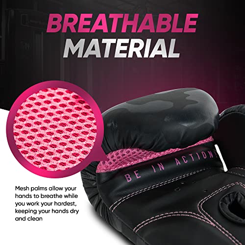 MADGON Guantes de Boxeo para Mujeres Hechos del Mejor Material para Una Larga Durabilidad – Guantes de Kick Boxing, Guantes MMA y Sparring – Óptima Absorción de Impactos – Incluye Bolsa - imagen 3