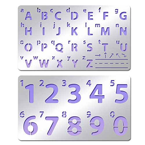 INFUNLY Metal Number Alphabet Stencils Mixed Letter Number Stencils Stainless Steel Number Alphabet Template for Painting Wood Carving Drawings Woodburning Engraving Scrapbooking