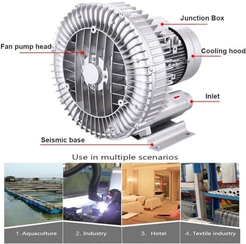 Regenerative Blower High-Pressure Vortex Ring Phase for Sewage Aeration Aquarium Blower Industrial Vacuum Pump,High-Pressure Regenerative Vortex Blower for Aquaculture & Sewage Aeration - 3
