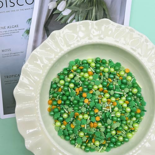 Image of St Patrick's Day Sprinkles, Green Shamrock Sprinkles for Cake Decorating | Edible Pearls, Shamrocks, Gold Coins Confetti, Jimmies, Nonpareils Mix, For Baking, Ice Cream, Cookies, Cupcake Topper