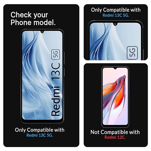 Image of ArmourPro Military Grade Gorilla Tempered Glass Compatible For Redmi 13C, 13C, Poco M6 and C65 (6.74 Inch) With Easy Installation Kit for Smartphone| Edge-to-Edge Protector Coverage | Black, Pack of 2