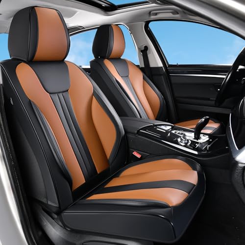 Huidasource Universal Car Seat Covers, Luxury Waterproof Faux Leather, Airbag Compatible, Easy to Install, Full Access to Seat Functions, Stain & Wear Resistant for Daily Driving, Brown & Black by Huidasource - Used condition - Image 2