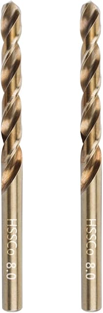 Gunpla Cobalt Drill Bits 8mm 2-Pieces, M35 HSS Metric Straight Shank Jobber Drill Bit Set for Hardened Stainless Steel, Metal, Aluminium, Tile, Wood, Plastic and Cast Iron