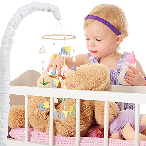 Tatuo 2 Pieces Nursery Crib Mobile Arm Cover Baby Crib Mobile Bed Bell Holder Cover Infant Music Box Toy Holder Cover Wind Chime Bracket Fabric Cover for Crib Mobile Arm DIY Mobile (White)