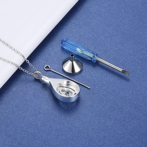 Teardrop Urn Necklace for Ashes - 925 Sterling Silver Blue Cremation Pendant Memorial Keepake Funeral Necklace Jewelry Gifts for Women Wife Mother4