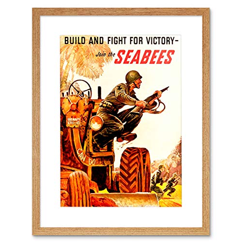 Image of Wee Blue Coo War WWII Build Fight Victory Seabees Soldier Picture Framed Wall Art Print