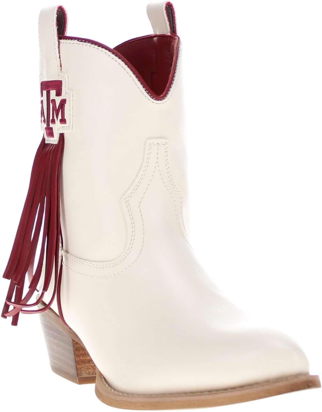 Vaccari Women's Lucy Premium PU Leather NCAA Athletics Fringe Ankle Boots