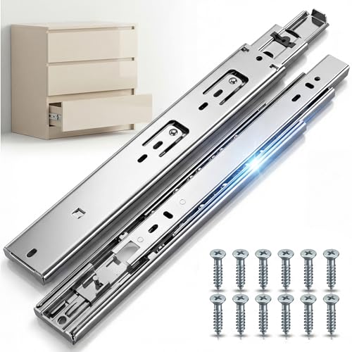HOMANDS 14 Inch Soft Close Drawer Slides 4 Pairs (8pcs) Side Mount Rails- Heavy Duty Full Extension Ball Bearing – Drawer Slide Glides for Cabinet Kitchen, Dresser Runners - Draw Slides Sliders 100LB
