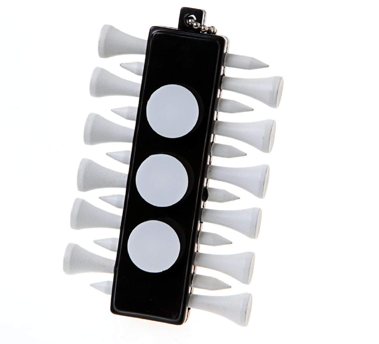 Golf Mostrador de Tees con 12 Tees y 3 Ball Marker | Portaté con rotulador de pelota de golf/con clip para fijar a la bolsa de golf o cinturón