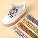 4Pair Satin Ribbon Shoe Laces for Sneakers, Fashion Leopard Print Ladies Exquisite Small Fresh Soft Satin Ribbon Flat Lace Shoelaces for Women Girls Shoestrings 4CM Wide