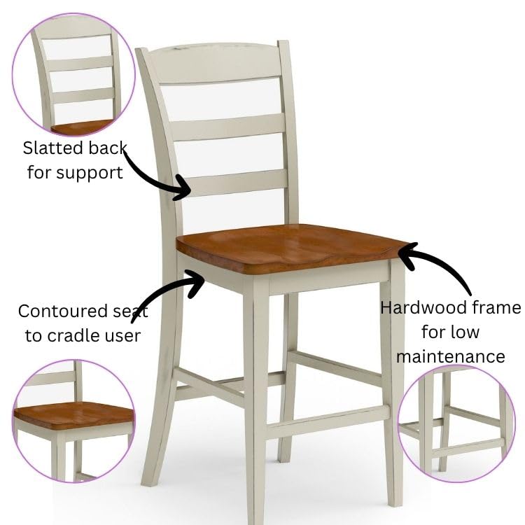 Homestyles Monarch Butaco de Madera Pintado Blanco Antiguo miniatura 5