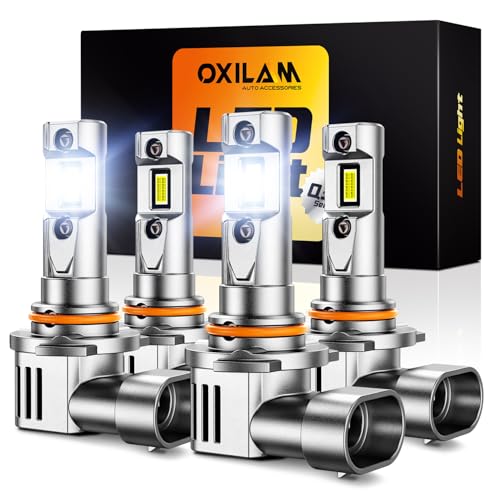 OXILAM New 9005 9006 LED Bulb Combo, HB-3 HB-4 90000LM 10X Ultra-Brightness, 3 Min Quick Installation, 60000H Longer Lifespan Driving Light, IP68 Waterproof, No Flicker, 99% Compatibility, 4PCS