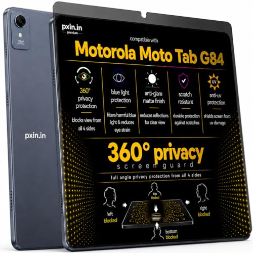 Image of Pxin 360 Pro Privacy Screen guard compatible with Motorola Moto Tab G84 | Anti Glare | Anti UV | Anti Blue | Anti Reflection | Privacy Filter | Unbreakable Build
