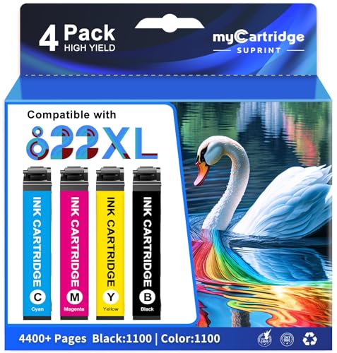 myCartridge SUPRINT Remanufactured Replacement for Epson 822 Ink Cartridge Combo Pack High Yield use with Workforce Pro WF-3820 WF-3823 WF-4833 WF-4820 WF-4830 WF-4834 Printer Latest Chip (4 Pack)
