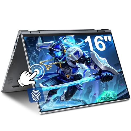 THEYETI 16 Zoll Touchscreen Laptop, Ryzen 3 3300U Prozessor(Beat N95), 16GB RAM, 512GB SSD, QWERTZ-Tastatur mit Hintergrundbeleuchtung, Fingerabdruckleser, WiFi 6, Bluetooth 5.2, for Homeoffice, Büro