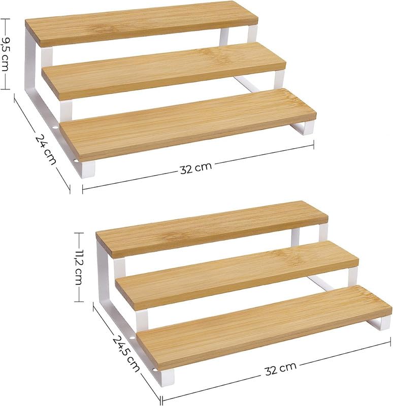 SONGMICS Organizer voor keukenkast, set met 3 planken, stapelbaar