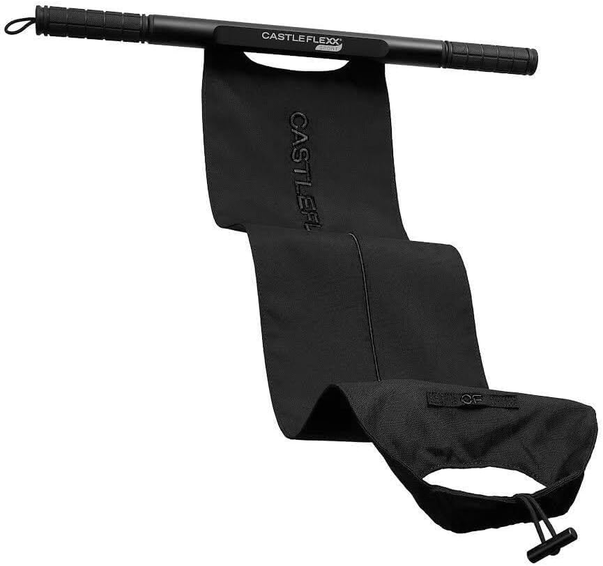 CastleFlexx Mobility and Full Body Strengthening Device | Non-Elastic Stretch Strap with Natural Premium Cork Handles for Stretching Exercise Physical Therapy and Yoga | Height up to 59 Black