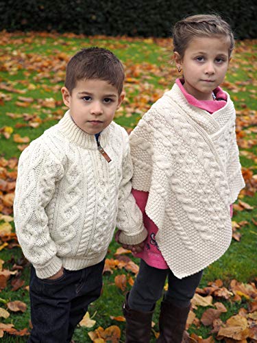 Image of Aran Crafts Kid's Irish Cable Knitted Soft Cape Poncho (100% Merino Wool)