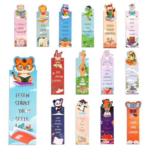 30 Stück Lesezeichen Kinder Tiere Lesezeichen mit Sprüchen Lesezeichen Papier Kinder Geschenke für Schüler und Buchliebhaber Mitgebsel Kindergeburtstag