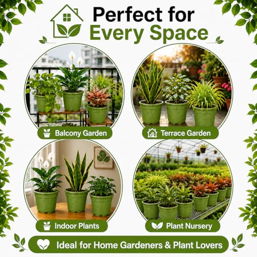 Image of Indian Gardens - 4 inch Indoor (Pack of 10) Plastic Small Colour pots | Plastic Plant Pot for Terrace Garden (Green)