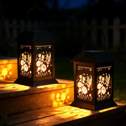 2 Lanternes Solaires Colibri LED avec Piquet de Terre pour Jardin et Patio