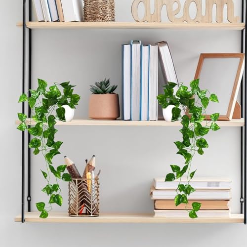 Image of WYTE ORIGIN Artificial Plants with Pot Leaves Hanging Ivy Garlands Plant Greenery Vine for Home Decor - Perfect for Home and Office Decoration (Green Leaves 2)