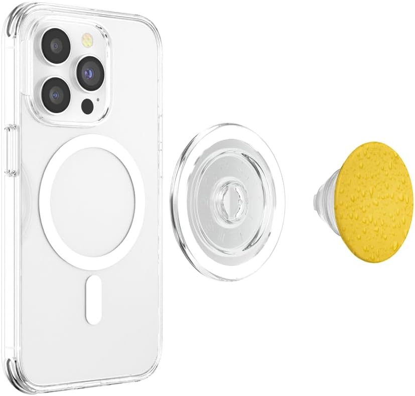 Drops Of Water On Fun Golden Yellow Pop Socket - Solid Color PopSockets MagSafe PopGrip for iPhone