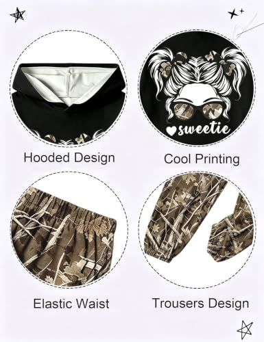 Image of Girls Fall Outfits Sweetie-girl Hoodie and Camo Pants Size 6-16