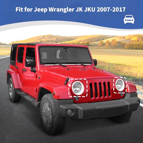 RT-TCZ for Wrangler JK Headlight Cover Trim Bezels for Jeep Wrangler JK JKU 2007-2017 White Exterior Accessories 2pcs by RT-TCZ - Used condition - Image 4