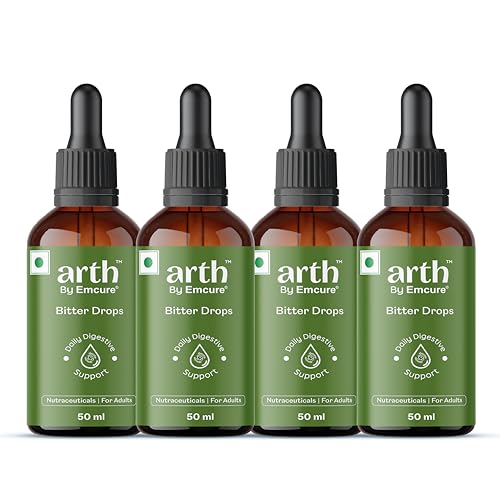 Image of Arth Bitter Drops Weight Management Supplement - 60 Days Pack | Reduces Cravings Naturally | Improves Digestion & Bloating | With 14 Herbal Bitters, Karela, Dry Ginger, Haldi | 4 x 50ML