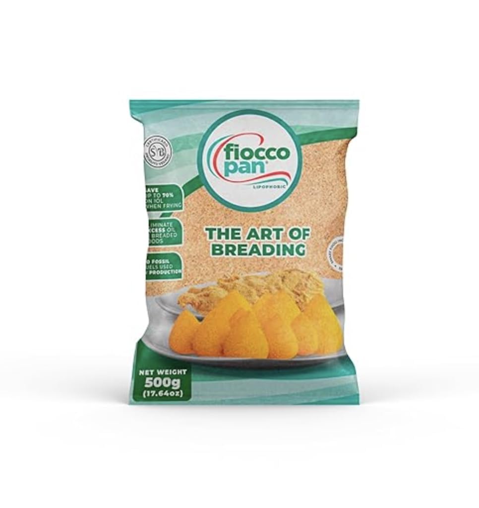 FioccopanVegan Plain Breading Flour | Absorbs 70% Less Oil for Healthier Frying, Organic Breading Flour, Crispy, Ideal for Breading Fried Chicken, Snacks, Fish, Perfect for Frying (500g - 17.6 oz)