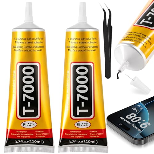 220 ML T7000 Black Glue Semi Fluid Black Adhesive Glue Precision Craft Repair for Electronics Phone Screen Replacements DIY Jewelry Making Glass Wood Metal Stones