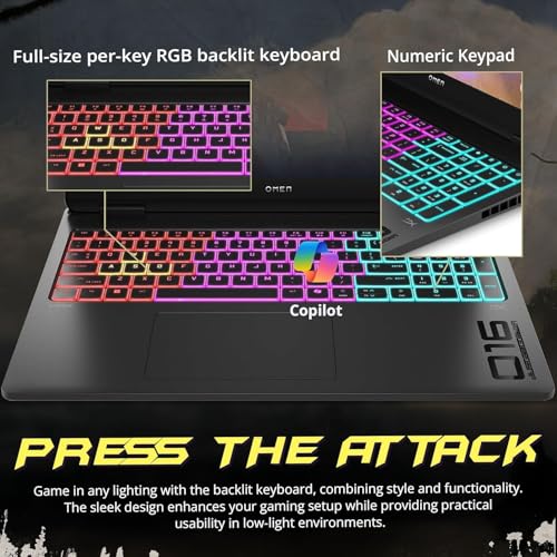 Image of HP Omen MAX RTX 5070 Ti Gaming Laptop, 16 inch WQXGA 240Hz, AMD Ryzen AI 9 HX 375, 64GB DDR5 RAM, 2TB SSD, RGB Backlit KB, Low Blue Light, Bundle with Thunderobot 7 in-1 USB-C Hub, Win 11 Home