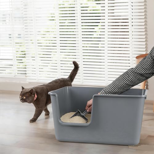 Arenero grande abierto para gatos 4 unidades gris miniatura 5