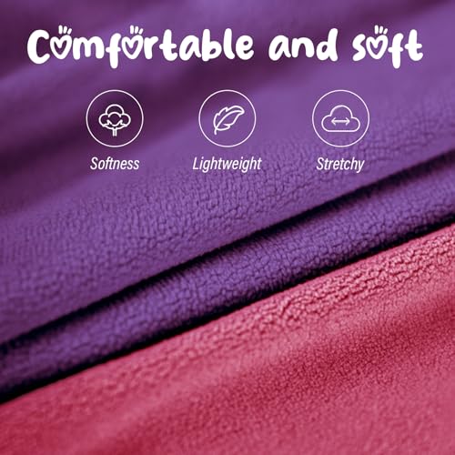 Sahunfri 2 Stück Hundepullover Kleine Katzen Hunde, Warme Weiche Fleecepullover Hundepullover für Kleine Katzen und Hunde mit Leine(Rose+Purple, M)