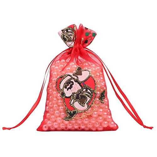 Uteruik Kerstmis Trekkoord Organza Bag Herbruikbare zak Biscuit Snoep Tassen Opslag - Afbeelding 3