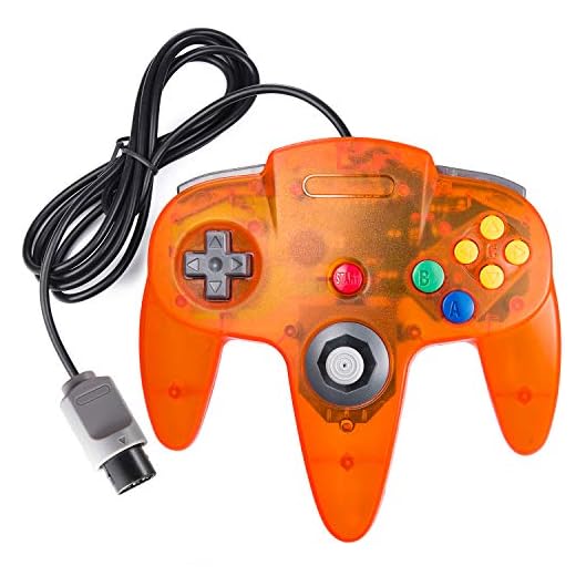suily Sladdbunden klassisk spelkontroll joystick för N64-konsol N64 system (klar orange)
