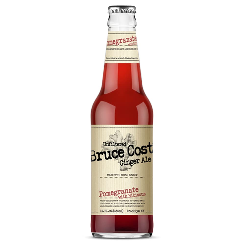Bruce Cost Unfiltered Ginger Ale - Pomegranate with Hibiscus - 12 oz (24 Glass Bottles)