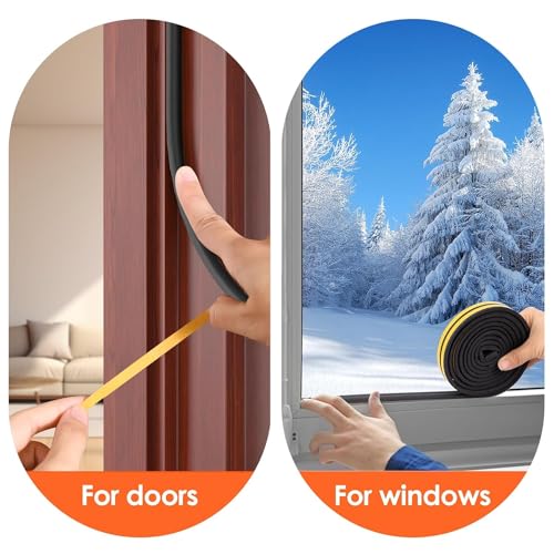 Image of Self-Adhesive D Shape Rubber Insulation, Weather Proof, dust Proof Sound Proof Insect Blocker Door and Windows Single Sided Tape (Black, 3 Meter)