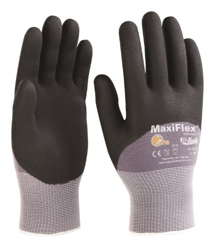 G-Tek TM MaxiFlex 34-875 Seamless Knit Nylon Gloves with Micro-Foam Nitrile Grip (Men's Med)