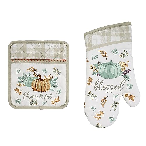 Avanti Linens - Kitchen Set, 2-Piece Including Matching Oven Mitt & Pot Holder, Fall Inspired Kitchen Accessories (Grateful Patch Collection)