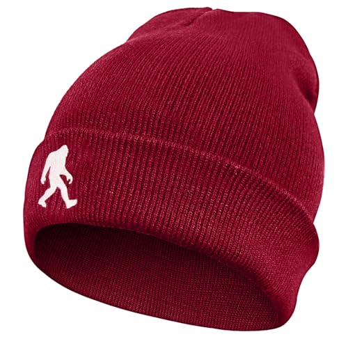 Image of Bigfoot Beanie for Men - Sasquatch Hat Winter Knit Cuffed Beanie for Women - Bigfoot Gifts for Christmas & New Year