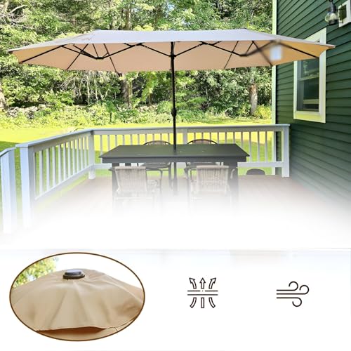 Auvent de remplacement imperméable pour parasol 270 cm à 12 baleines avec pare-soleil - 6