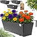 Casaria® Blumenkasten 4er Set 11 Liter Montagehalterung Indoor Outdoor Geländerkasten Balkonkasten Pflanzkasten schwarz