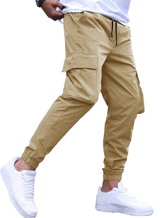 Men Cargo Pant,Casual Trousers,Men's Drawstring Elastic Waist Joggers Workout Street Cargo Pants with Pocket,Solid Cargo Pant for Men.-picture-14